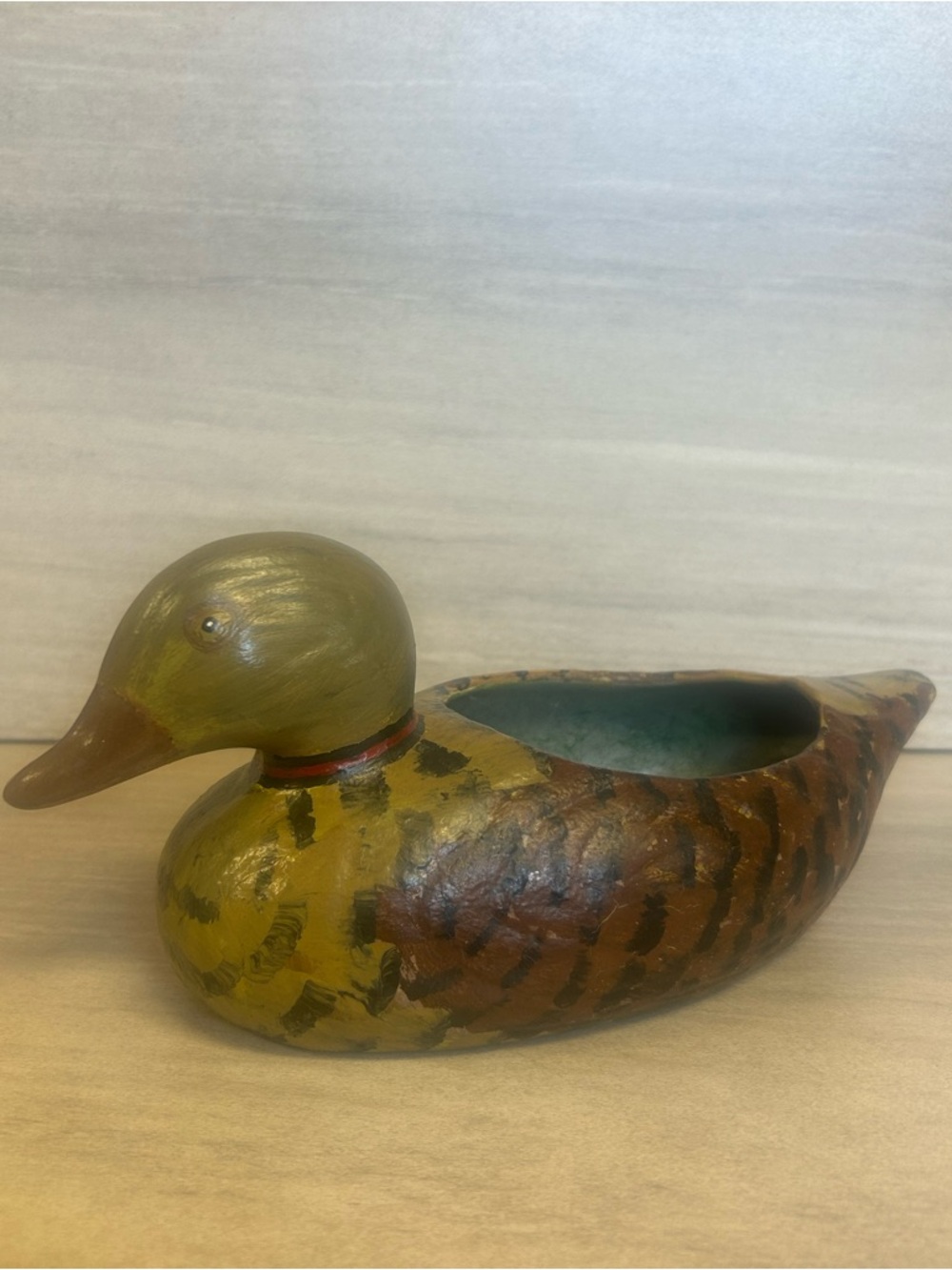 Vintage Ceramic Mallard Duck Tabletop Planter